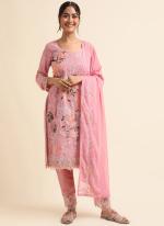 Faux Georgette Pink Traditional Wear Zari Work Straight Suit